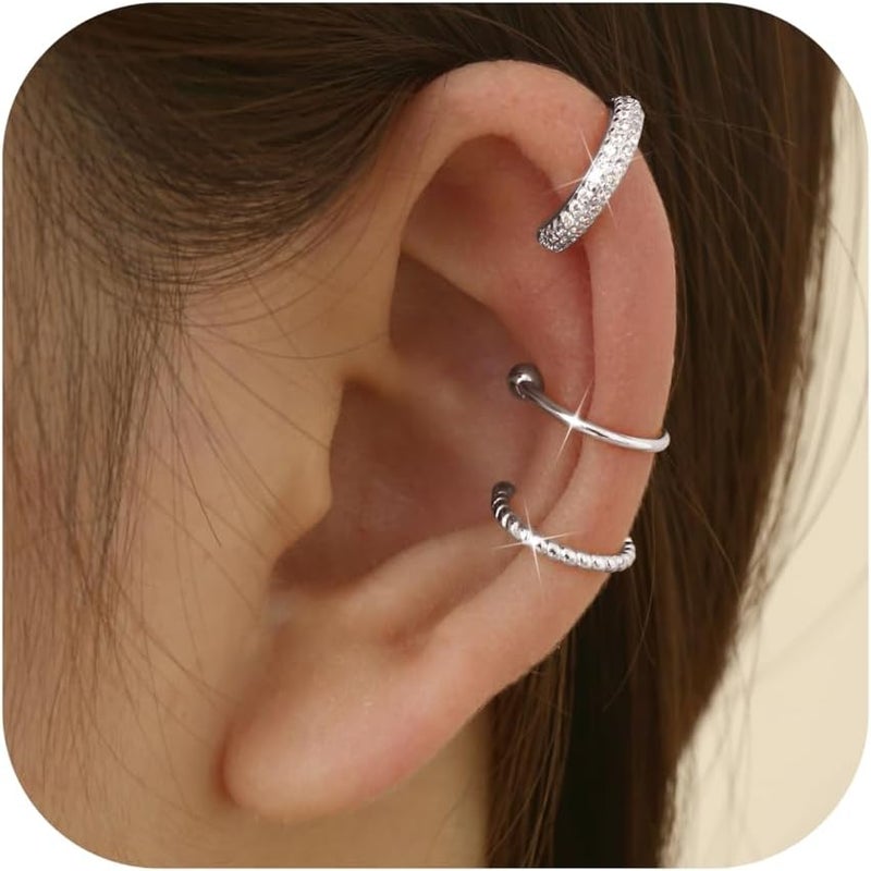 Fansilver 3Pcs Ear Cuff Earrings for Women Non Piercing14K Gold Plated Ear Cuffs Clip on Cartilage Earrings Adjustable Fake Earrings Lightweight - Image 1